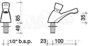 Twyfords Commercial Sanitaryware -  Sola 1/2 Non Concussive Tap Single Hot And Cold Indice Sf2151cp