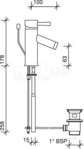 Twyfords Commercial Brassware -  Siron Top Action Lever Basin Mono With Pop Up Waste Sn5126cp