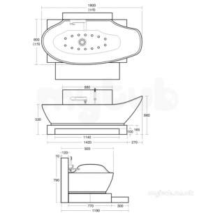 Ideal Standard Acrylic Baths -  Ideal Standard Soft 1800 X 800mm Airspa Base And Bware Wh T974001