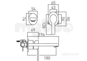 Vado Brassware -  2 Hole Basin Mixer Single Lever W/mountd