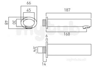 Vado Brassware -  Vado Soh-140-c/p Bath Spout Wall Mounted