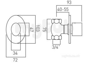 Vado Brassware -  Soho Single Wall Mnted Stop Valve 3/4in