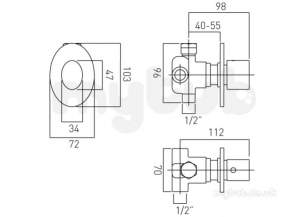 Vado Brassware -  Soho Conceal 2 Way Diverter Valve W/mntd