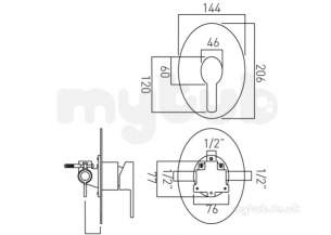 Vado Brassware -  Soho Conc Shower Valve Single Lever W/m