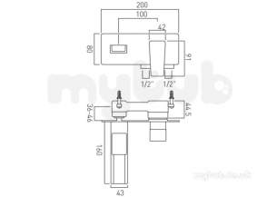 Vado Brassware -  2 Hole Basin Mixer Plus Waterfall Spout Single