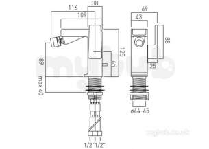 Vado Brassware -  Progressive Mono Bidet Mixer Plus Waterfall