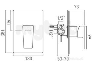 Vado Brassware -  Synergie Conc Shower Valve Single Lever W/m