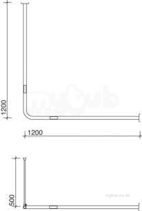 Twyfords Commercial Sanitaryware -  Doc.m Shower Curtain Rail 1200x1200 Av6814wh