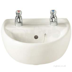 Twyfords Commercial Sanitaryware -  Sola Washbasin 400x345 2 Tap Sa4112wh