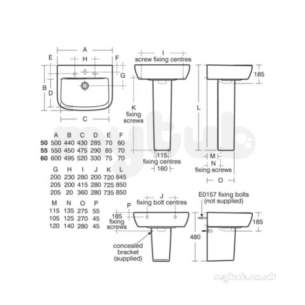 Ideal Standard Tempo Sanitaryware -  Ideal Standard Tempo T0584 600mm One Tap Hole Basin White T058401