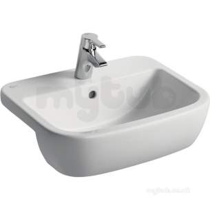 Ideal Standard Tempo Sanitaryware -  Ideal Standard Tempo T0591 550mm Two Tap Holes Semi Ctop Basin Wh