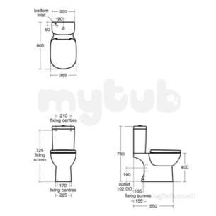 Ideal Standard Tempo Sanitaryware -  Ideal Standard Tempo T3276 Close Coupled Wc Pan Ho Wht