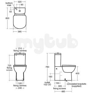 Ideal Standard Tempo Sanitaryware -  Ideal Standard Tempo T3287 Cc Pan 60cm Btw Isl Accs Wht