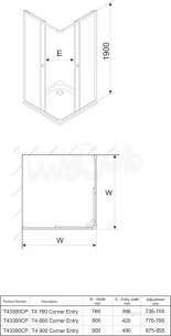 Twyford Geo6 and Hydr8 Enclosures -  Twyford T4 Corner Entry 900mm T45300cp