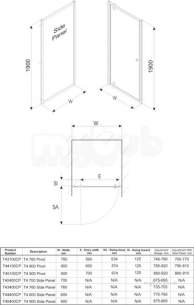 Twyford Geo6 and Hydr8 Enclosures -  T4 Pivot Door 900mm Left Hand Or Right Hand T45100cp