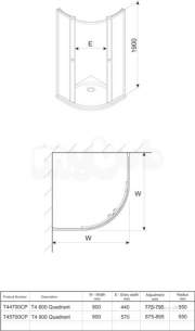 Twyford Geo6 and Hydr8 Enclosures -  Twyford T4 Quadrant 800x800mm T44700cp