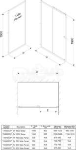 Twyford Geo6 and Hydr8 Enclosures -  T4 Sliding Door 1200mm Left Hand Or Right Hand T48500cp