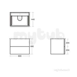 Ideal Jasper Morrison Strada Soft Mood Furniture -  Softmood 600mm Basin Unit 2 Drwr Gls Wht T7800wg