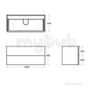 Ideal Jasper Morrison Strada Soft Mood Furniture -  Softmood 1000mm Basin Unit 2 Drw Gls Wht T7802wg