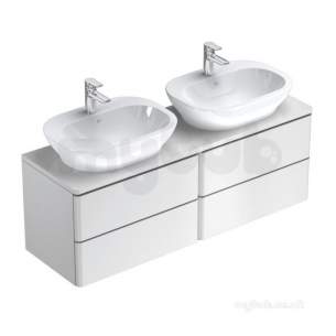 Ideal Jasper Morrison Strada Soft Mood Furniture -  Softmood 1400mm Basin Unit 2 Drw Gls Wht