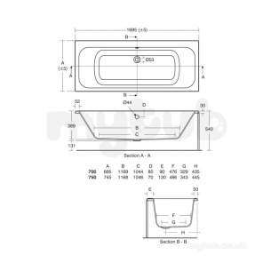 Ideal Standard Acrylic Baths -  Ideal Standard Softmood T9937 1700x750 D/e Bath Ifpplus Wh