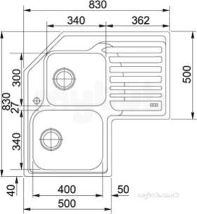 Sissons Stainless Steel Sinks -  Franke Stx621-e Right Hand Inset 1.75b C/sink Ss