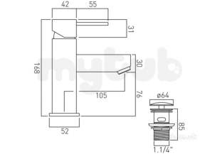 Vado Brassware -  Mono Basin Mixer Single Lever Deck Mount Te-100/cc-c/p