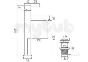 Vado Brassware -  Extended Mono Basin Mixer Single Lever Te-100e/cc-c/p