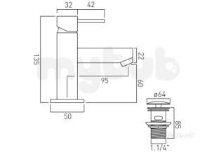 Vado Brassware -  Mini Mono Basin Mixer Single Lever Deck Te-100m/cc-c/p