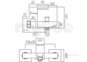 Vado Brassware -  Exposed Bath Shower Mixer Single Lever