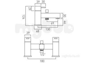 Vado Brassware -  3 Hole Bath/shower Mixer Deck Mount W/o Shower Kit