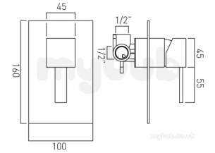 Vado Brassware -  Te Conceal Shower Valve Single Lever W/m