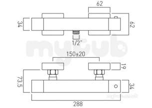 Vado Brassware -  Te W/m Exposed Thermostatic Shower Valve