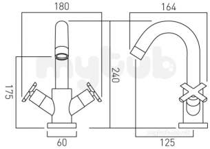 Vado Brassware -  Mono Basin Mixer Deck Mounted Smooth