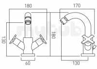 Vado Brassware -  Mono Bidet Mixer Deck Mount Plus Pop-up Waste Ton-110-c/p