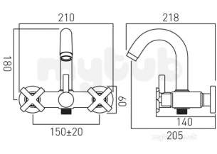 Vado Brassware -  Exposed Bath Shower Mixer W/m W/o Shower Kit