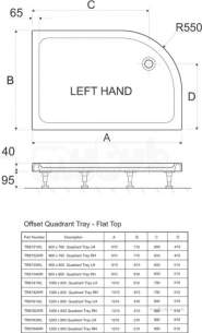Twyford Twylite Shower Trays -  Tray 1200x800 Offset Quadrant Right Hand Flat Top Tr6762wr