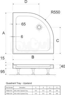 Twyford Twylite Shower Trays -  Tray 900x900 Quadrant Upstand Tr6631wh