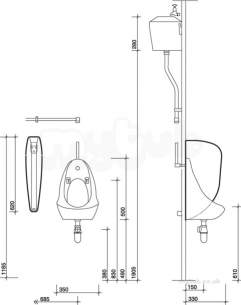 Twyfords Commercial Sanitaryware -  Camden Urinal 500x350x330 Vc7003wh