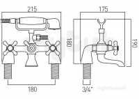 Vado Brassware -  Exposed Bath/shower Mixer Pillar Mount Plus Shower Vic-131/s/cd-a/g