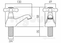 Vado Brassware -  Bath Pillar Taps Deck Mounted-chrome Vic-136/cd-c/p