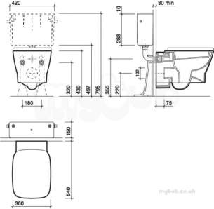 Twyford Moda Sanitaryware -  Vello Wall Hung Toilet Pan Vo1738wh