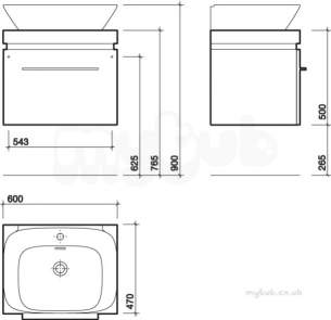 Twyford Moda Sanitaryware -  Vello 600 Vanity Unit Light Oak Vo0131ok