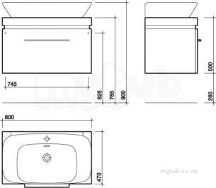 Twyford Moda Sanitaryware -  Vello 800 Vanity Unit Wenge Vo0231we