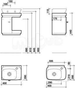 Twyford Moda Sanitaryware -  Vello 400 Handrinse Vanity Unit Light Oak Vo0011ok