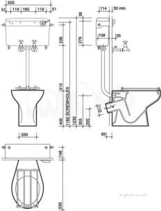 Twyfords Commercial Sanitaryware -  Nile S Hopper Assembly P Trap With Rim And Grating Wc2732wh