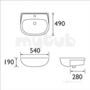 Bristan Brassware -  Quest 54cm 1 Tap Hole Semi Recessed Basin White Sw Qst Semi Basin 1h W