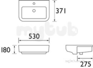 Bristan Brassware -  Qube 1 Hole Semi Basin White Qu Semi Basin 1h W