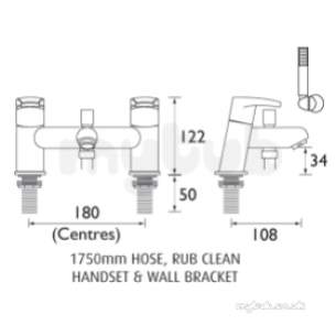 Bristan Brassware -  Orta Bath Shower Mixer Eco8 Or Bsm E8 C - Chrome