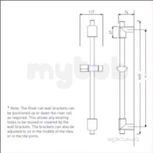 Bristan and Evo Showers Kits -  Evo Riser Rail Adj Fixing Br Adr02